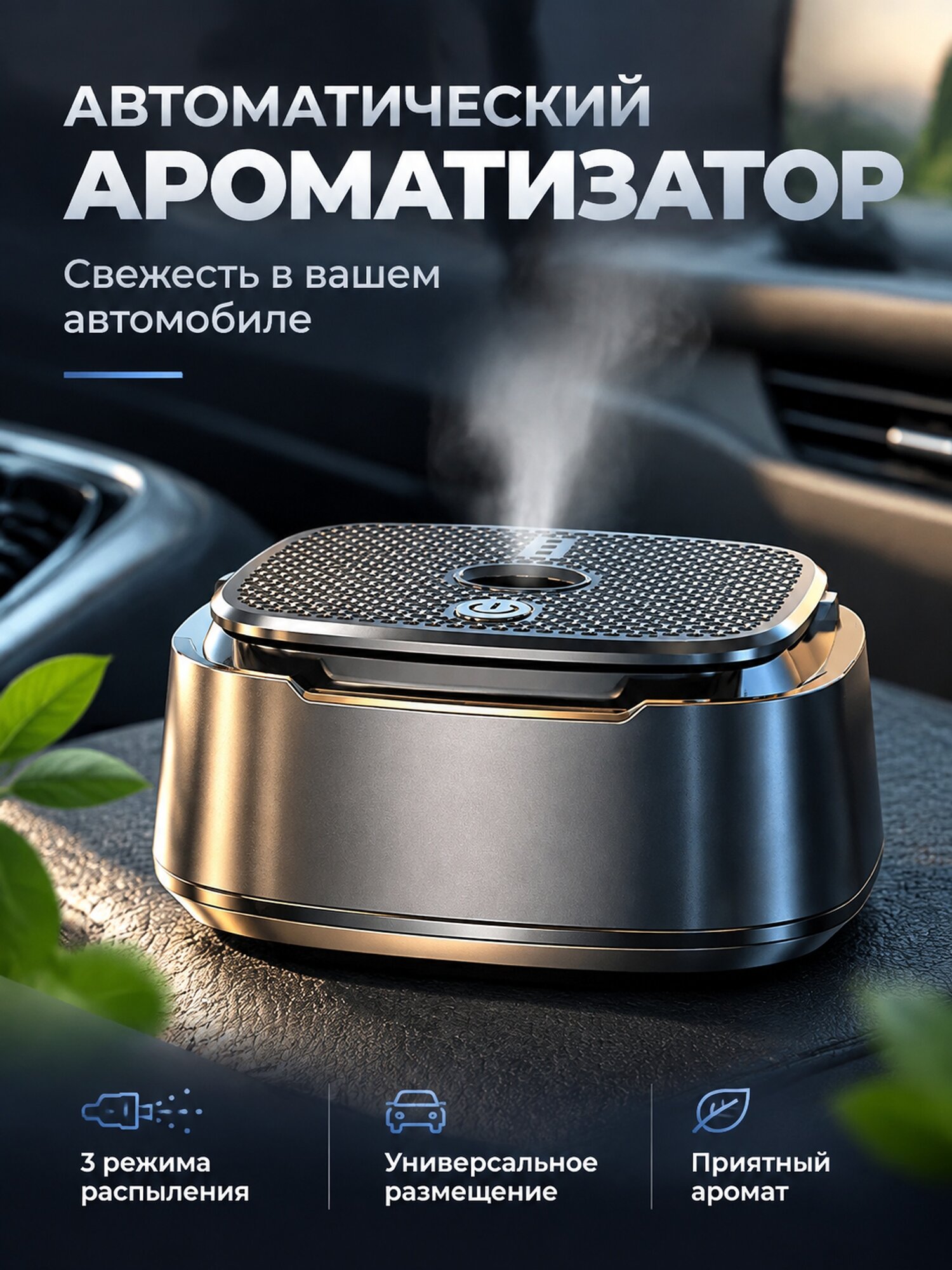 Автомобильный аэрозольный ароматизатор с 3 режимами автоматического распыления