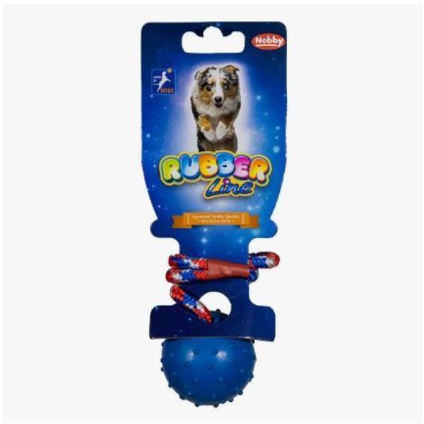 Nobby Игрушка для собак мяч с веревкой и колокольчиком, 7 см, 1 шт