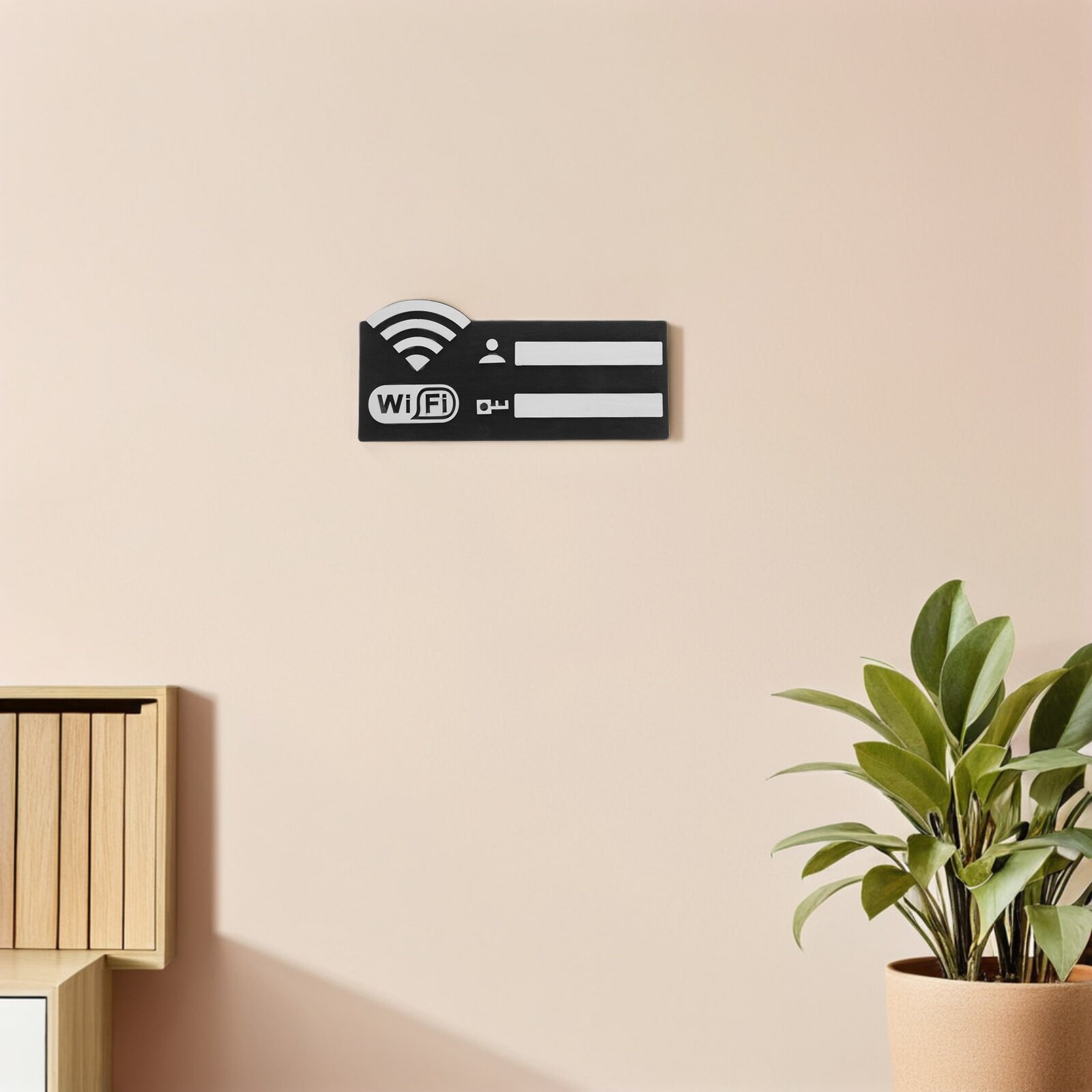 Деревянная wifi табличка с паролем для дома и офиса, черная, набор 2 шт