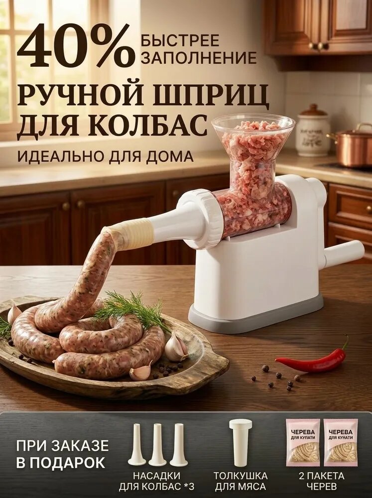 Шприц колбасный насадок 5 шт мешков 2 шт
