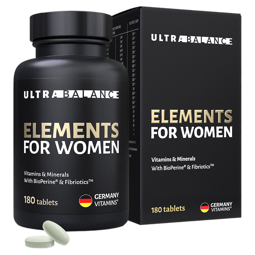 Элементы для женщин Премиум Витамины и минералы / Elements for Womens Premium Vitamins & Minerals UltraBalance таблетки массой 950 мг 180 шт
