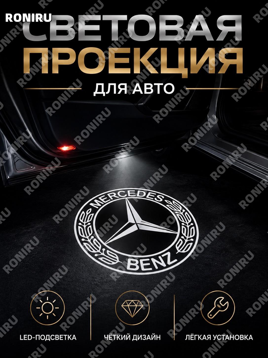 Светодиодная лампа в дверь Mercedes C-класс W204 C180 C200 C260 C300 LED приветственный свет черно-белый знак колос