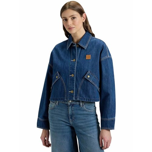 фото Куртка джинсовая lee women cropped denim jacket, размер xs, синий