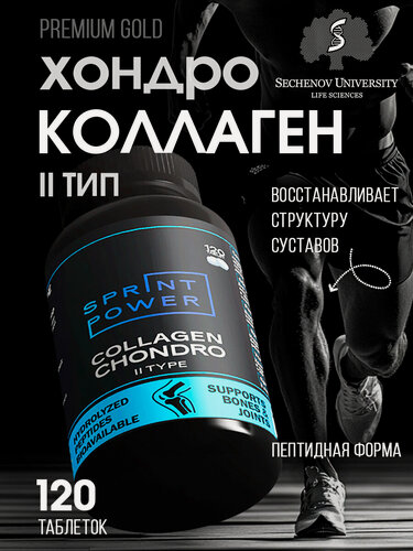 Изображение товара Коллаген 2 типа Sprint Power препарат для суставов и связок, хондропротектор комплекс для иммунитета, 60 порций