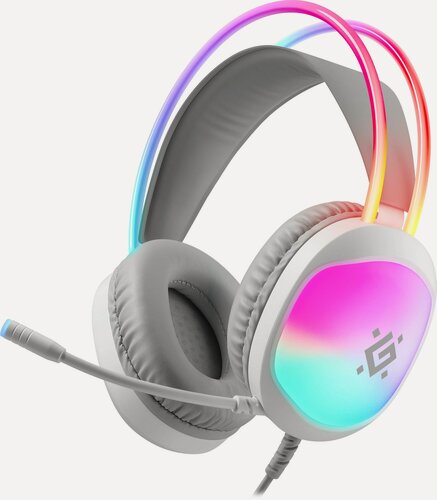 Изображение товара Игровые наушники Defender Eclipse, RGB подсветка, проводные 2 м, белый