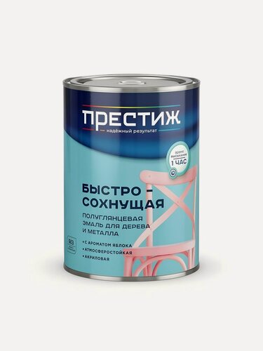 Изображение товара Эмаль акриловая Престиж черная полуглянцевая 0.9 кг с ароматом яблока для дерева и металла, быстросохнущая, атмосферостойкая