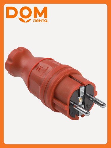 Изображение товара Вилка прямая IEK омега ВБп3-1-0м IP44 каучук красная