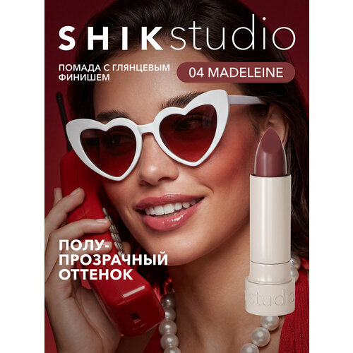 фото Увлажняющая помада-блеск для губ satin lipstick оттенок 04 madeleine shikstudio