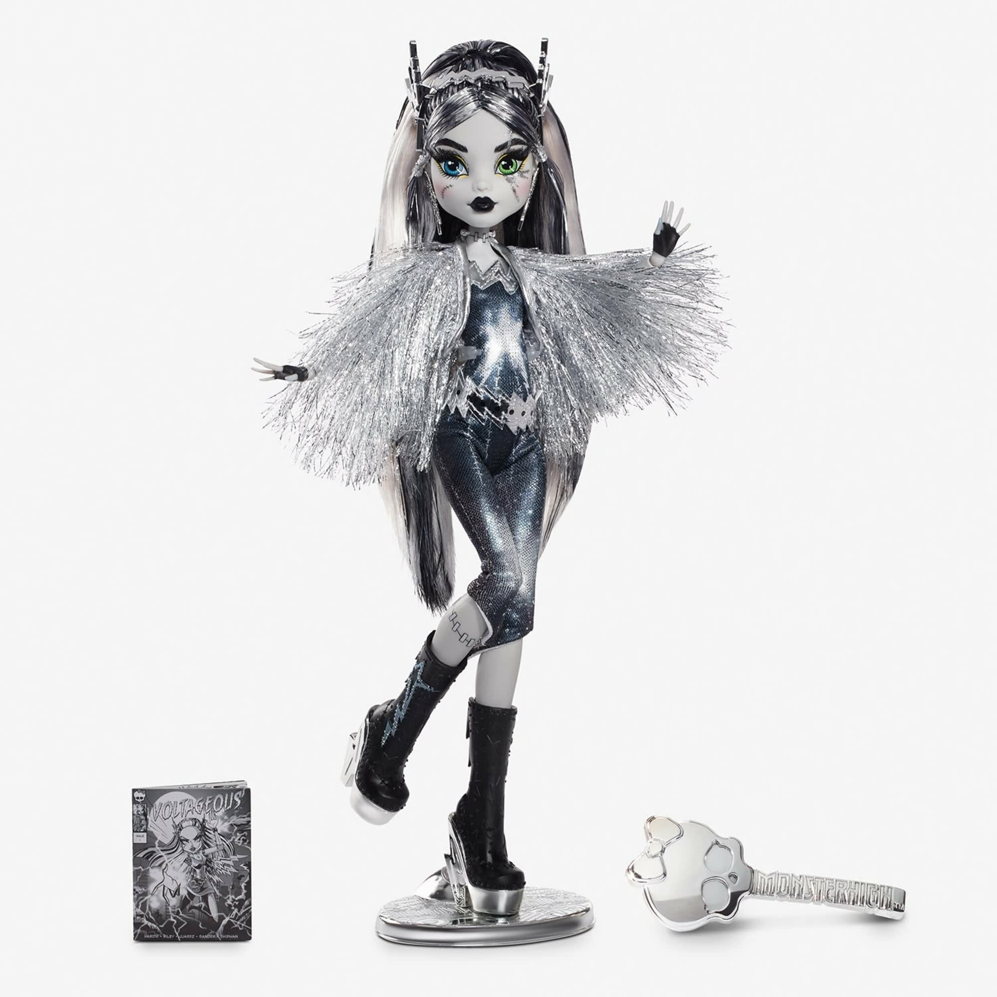 Monster High Voltageous Frankie Stein Reproduction кукла 10.5" ч/б COA подставка