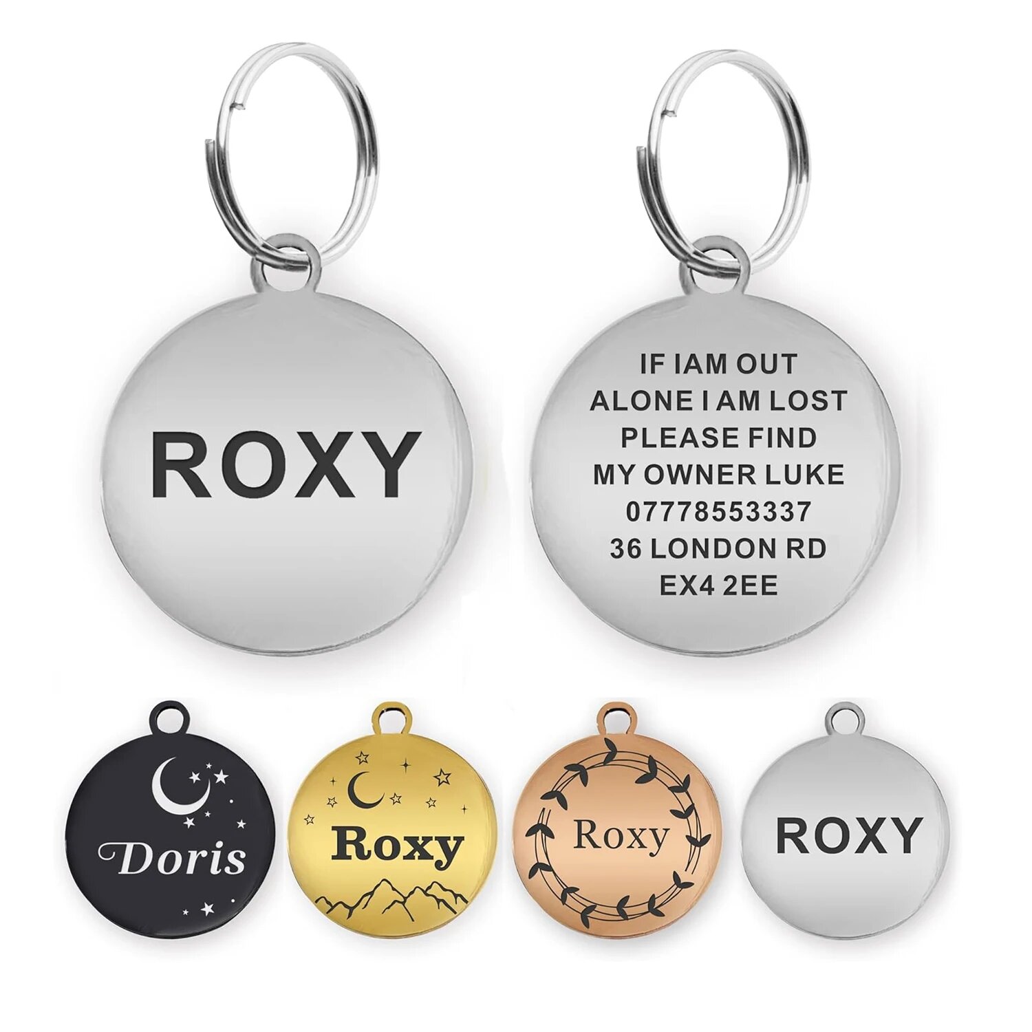 Бирка для собаки Roxy, сталь, 30mm, гравировка