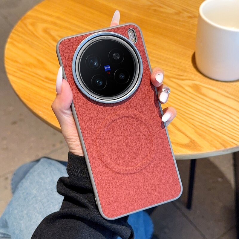 Чехол Для Vivo X200 Pro/Виво X200 Про, soft touch, чехол-кардиомонитор, искусственная кожа, поликарбонат (PC), защита камеры, ударопрочный, усиленные углы, Vivo, Vivo X200 Pro, red,