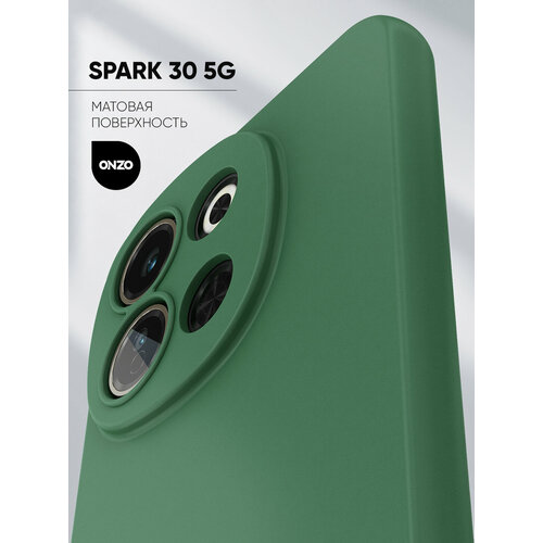 фото Матовый чехол на tecno spark 30 5g/ техно спарк 30 5 джи, тонкий, темно-зеленый onzo