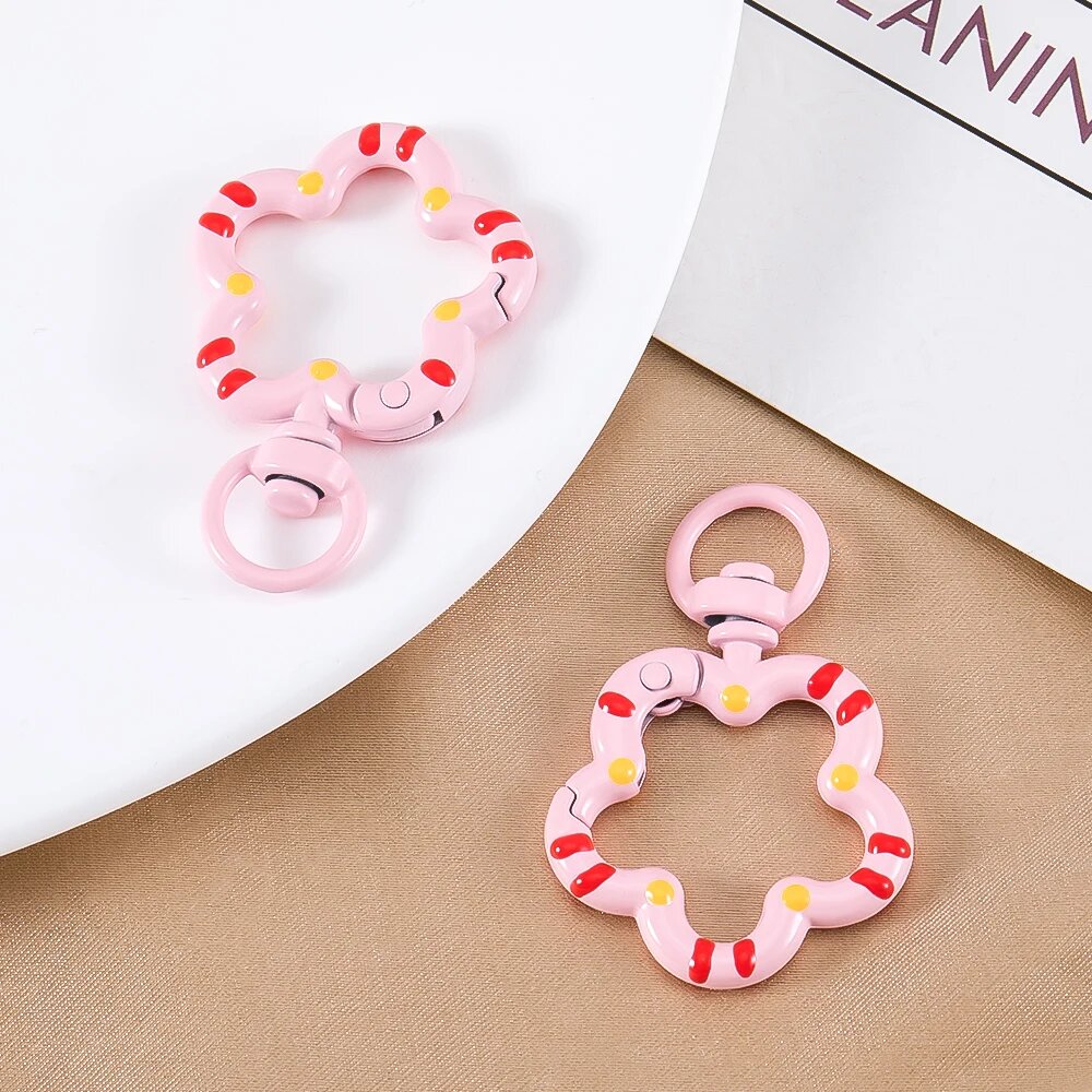 Calamori металлические карабины-лобстеры с цветочным узором Розовый, 1pcs, Pink color