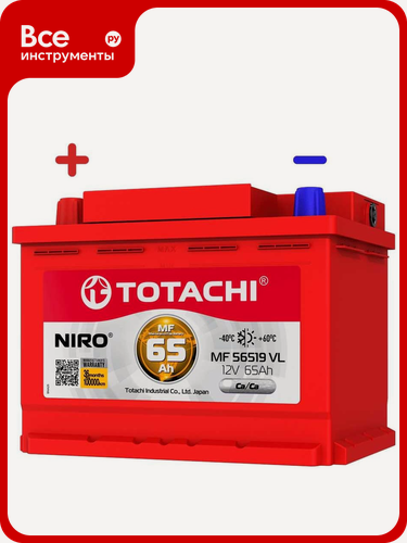 Изображение товара Аккумуляторная батарея TOTACHI АКБ NIRO MF 56519 VL 65 а/ч поляр. прямая