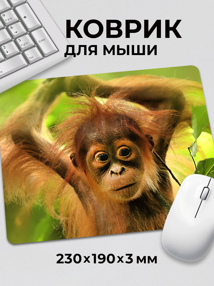Коврик для мышки игровой маленький орангутанг Обезьянка