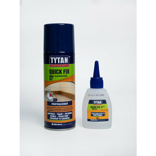 фото Клей для мдф панелей и плинтуса tytan professional quick fix двухкомпонентный, 50гр/200мл, прозрачный