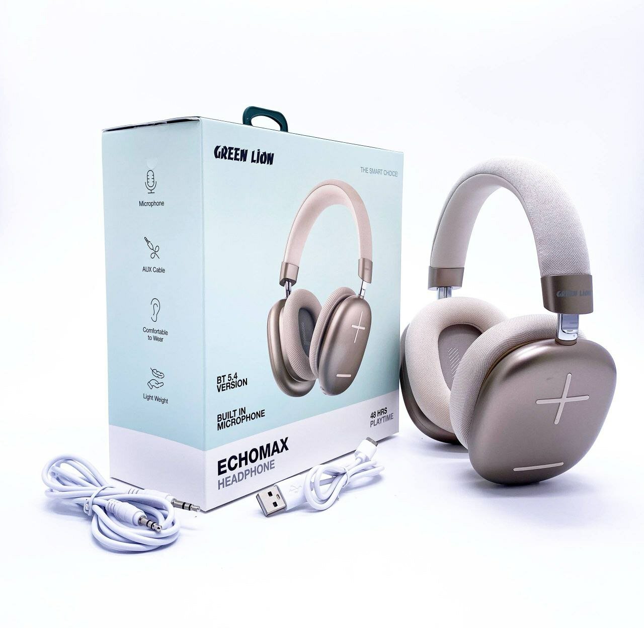 Наушники True Wireless "Green Lion EchoMax", с кабелем, с микрофоном