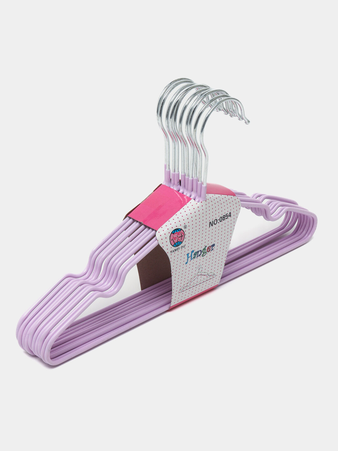 Плечики для одежды металлические с ПВХ покрытием, с зубчиками, 10 шт, розовые