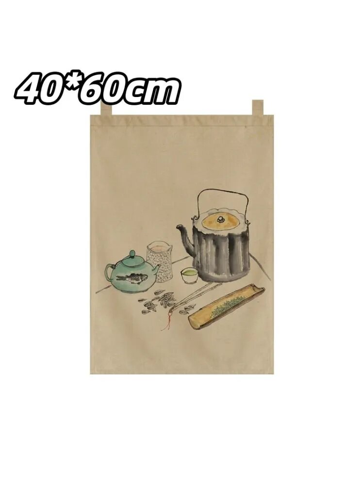 Занавеска на дверь 40x60 см темно-бежевый чайная церемония хлопок