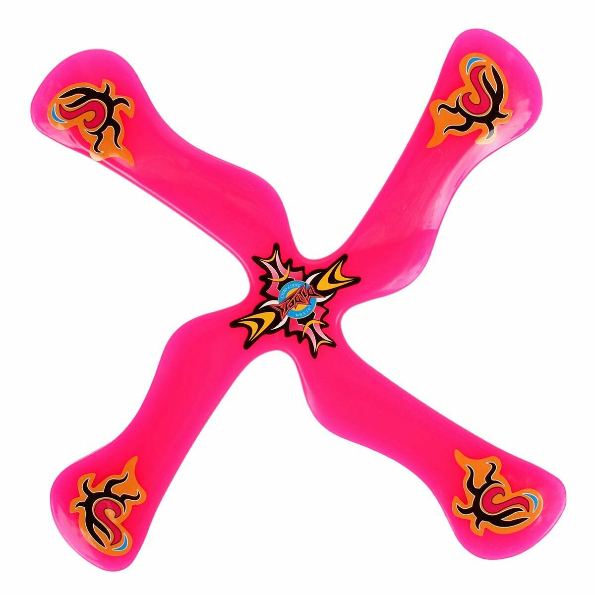 Бумеранг детский пластиковый 26.5см, разноцветный принт, для игр на улице