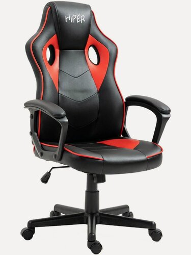 Изображение товара Кресло игровое Hiper Okas HGC004, до 150 кг, механизм Butterfly, чёрное/красное