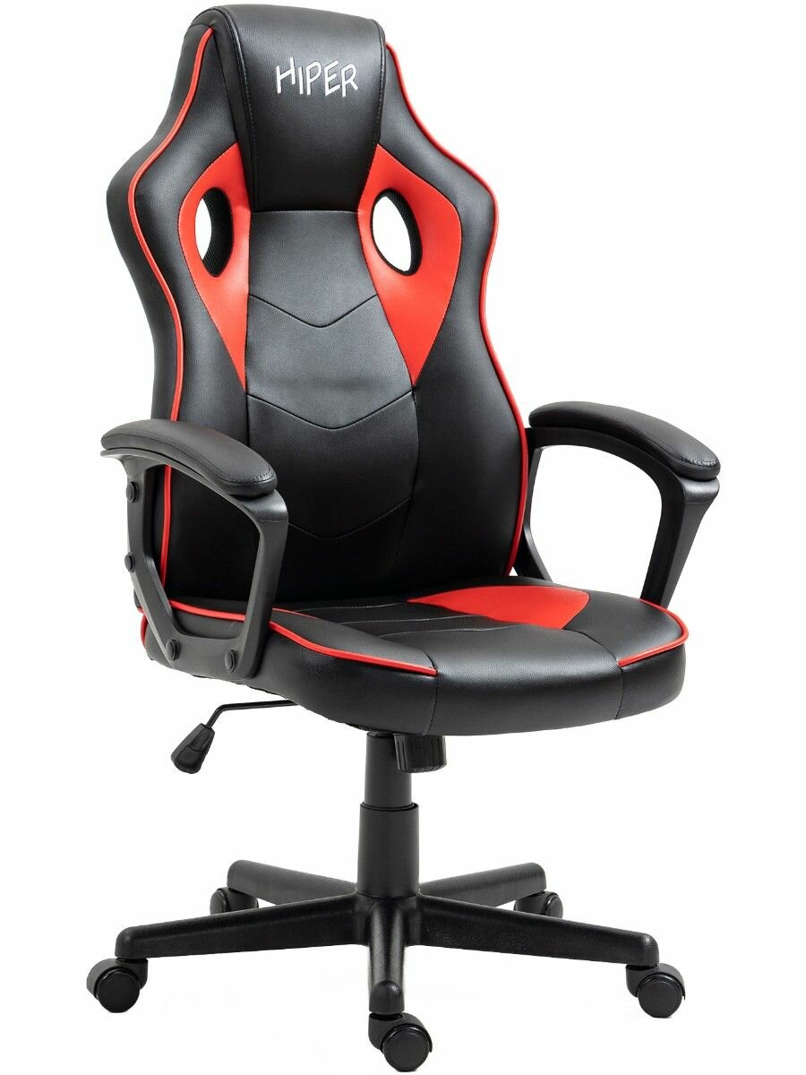 Кресло игровое Hiper Okas HGC004, до 150 кг, механизм Butterfly, чёрное/красное