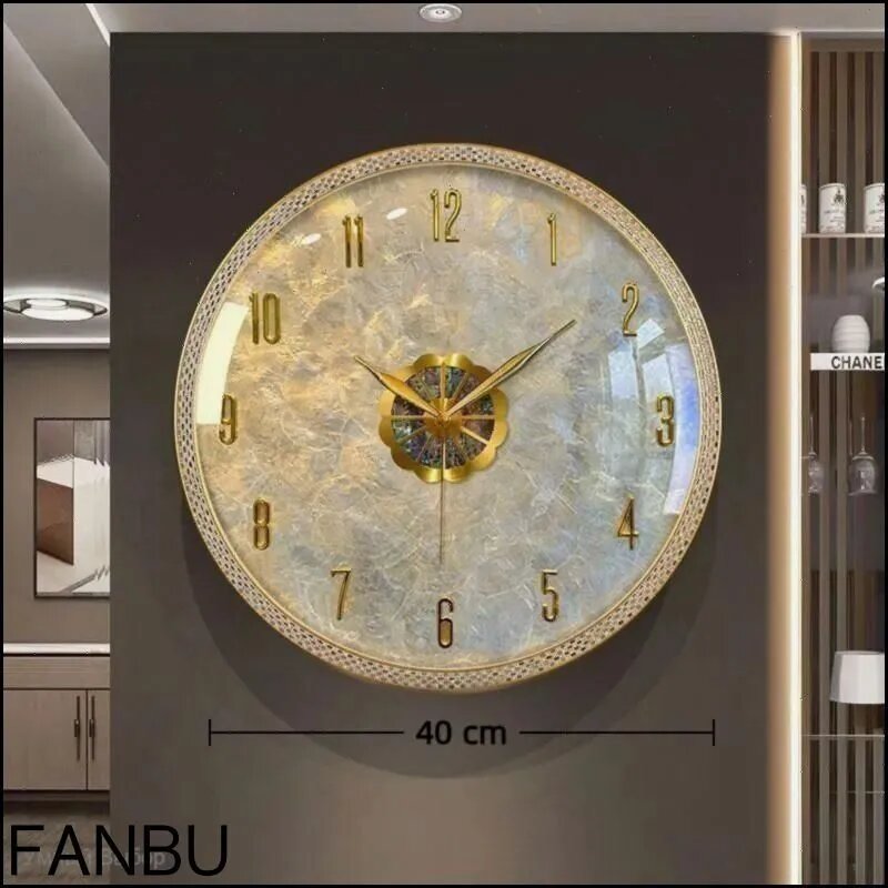 Настенные часы 40 см с кварцевым механизмом, медный корпус, минеральное стекло, круглые часы для гостиной