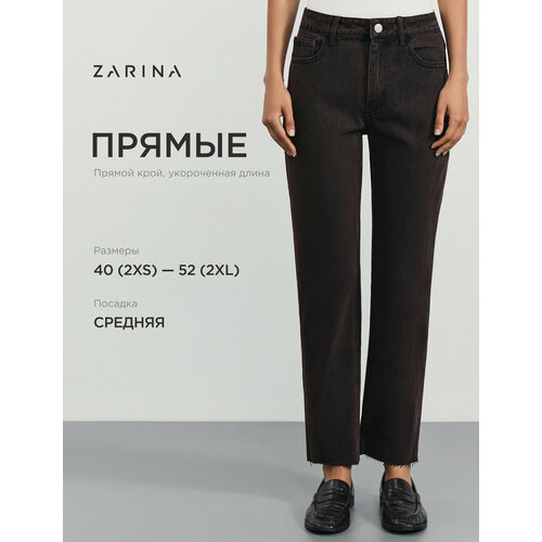 фото Джинсы zarina прямые, размер 2xs (ru 40), коричневый