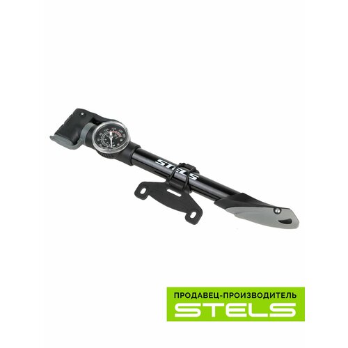 Насос ручной M21B-03A STELS алюминиевый с маноментром черный 300мм (item:110)