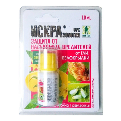 фото Средство от насекомых-вредителей "искра золотая", от тли и белокрылки, 10 мл green belt