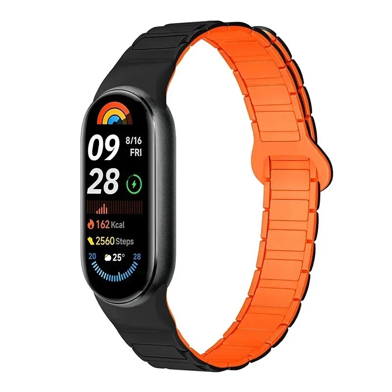Ремешок YEELUSEE для Xiaomi Mi Band 10 9 8, оранжево-черный