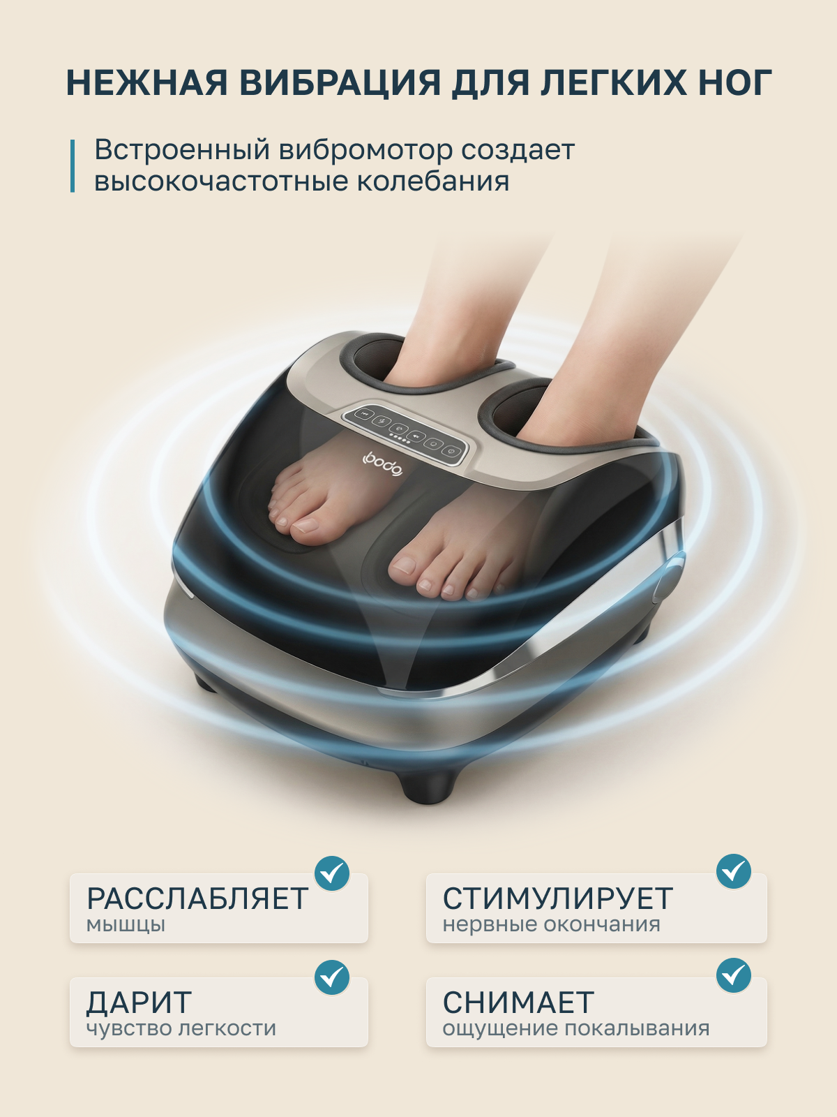 Массажер для ног Bodo Bosa электрический, роликовый, с подогревом для стоп — фото 1