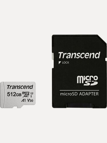 Изображение товара Карта памяти Transcend MicroSDXC 512GB Class10 (TS512GUSD300S-A) черный/серебристый
