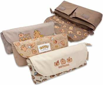 Пенал DL-159 "Капибара" косм, полиэстер, 1 отделение на молнии, 2 наружных кармана, ассорти, ПВХ CY-D23052, коричневый