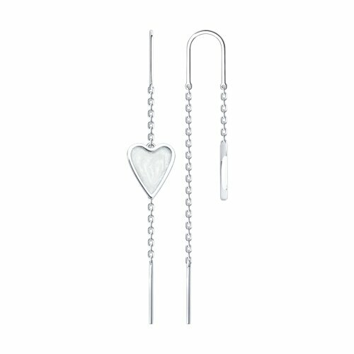 Серьги цепочки серебро, 925 проба, родирование, эмаль