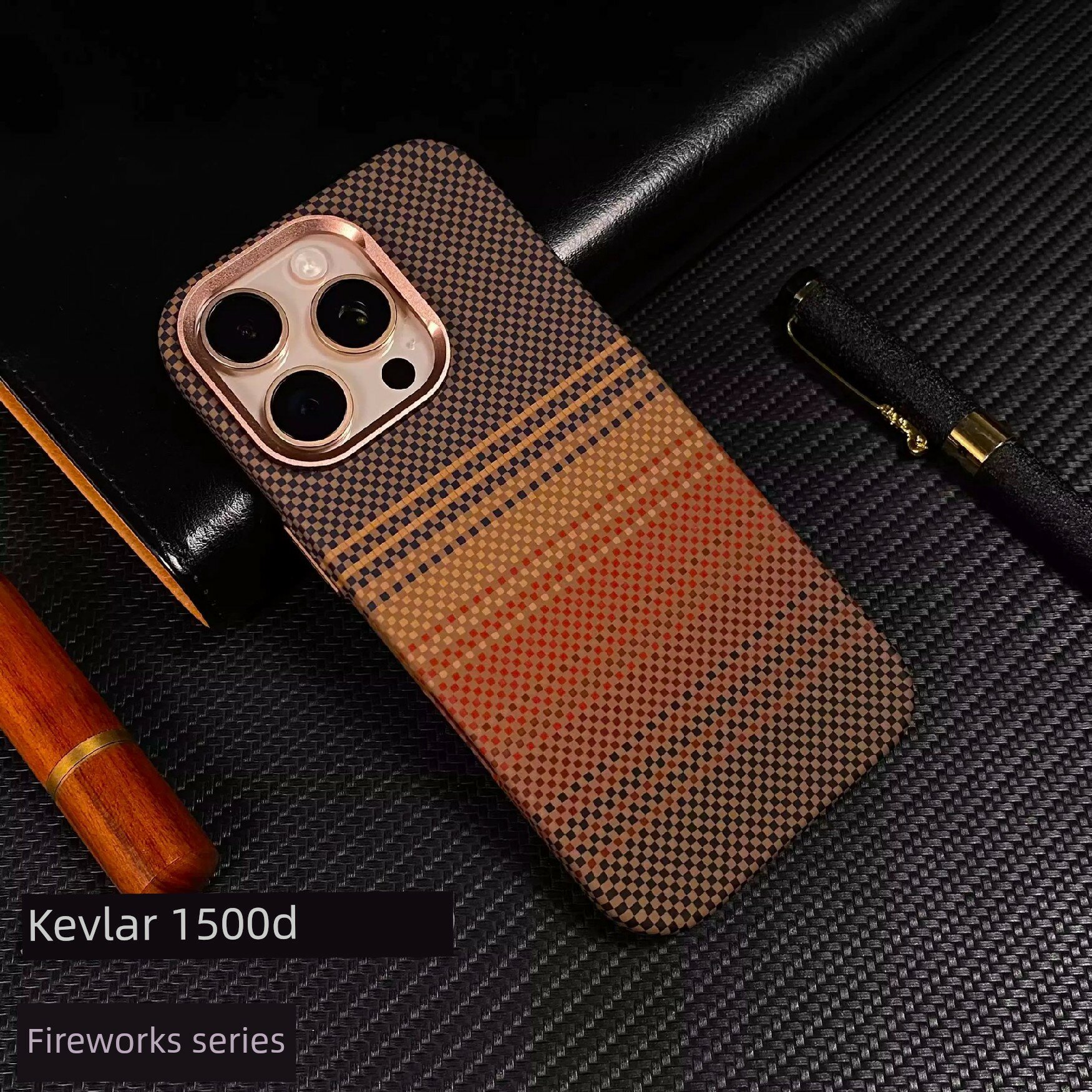 Чехол из кевлара с магнитным кольцом для iPhone 15 Pro Max, серый закат