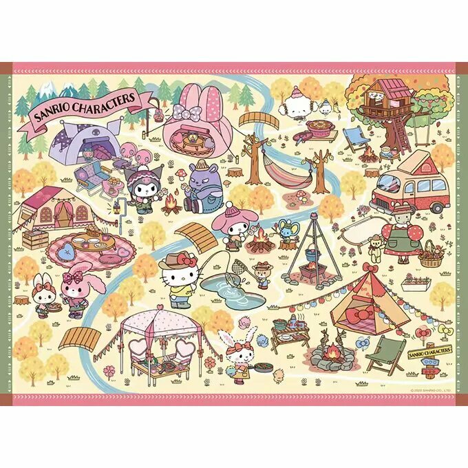 Sanrio Осеннее лагерь 500-штуковая головоломка, обучающая игра для детей с природной темой
