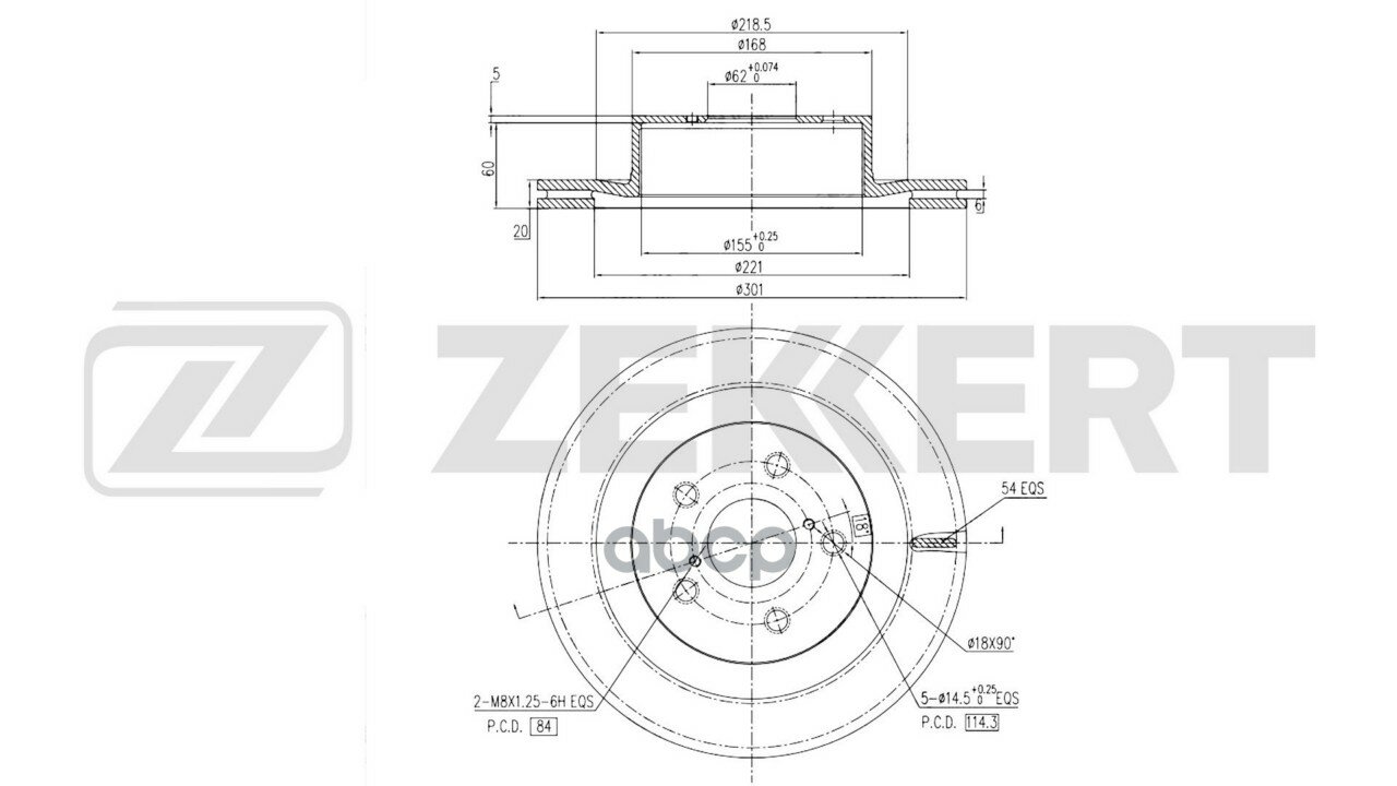 Диск тормозной задн. Toyota Alphard/Vellfire (H30) 15- Zekkert арт. bs-6814