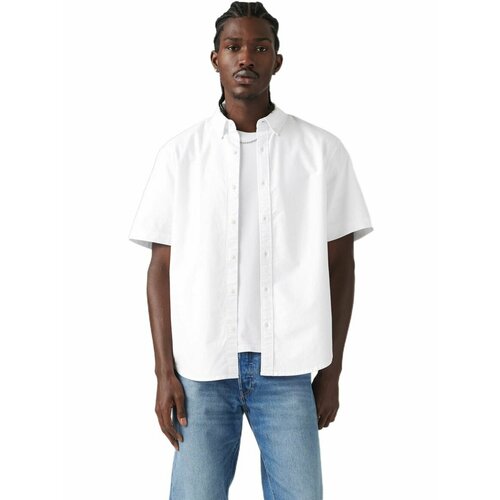 фото Рубашка levi's men short sleeve authentic button-down shirt, размер s, белый