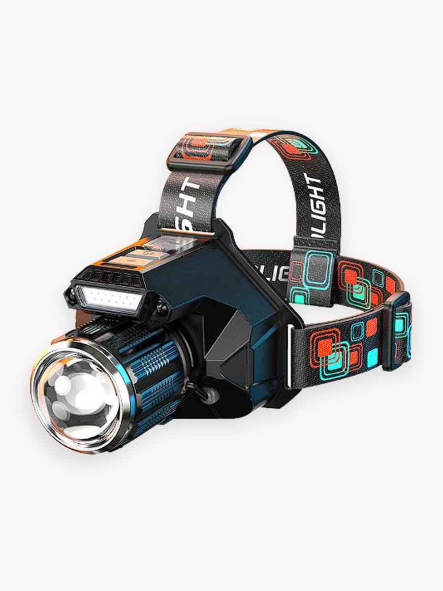 Фонарь налобный туристический аккумуляторный светодиодный мощный