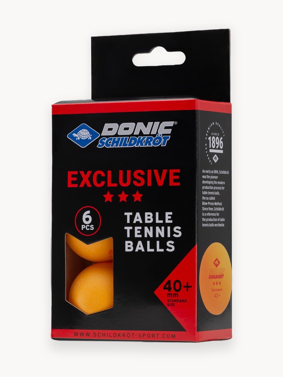 Мяч н/т Donic-Schildkröt 3* Exclusive, оранжевый (6 шт.), коробка