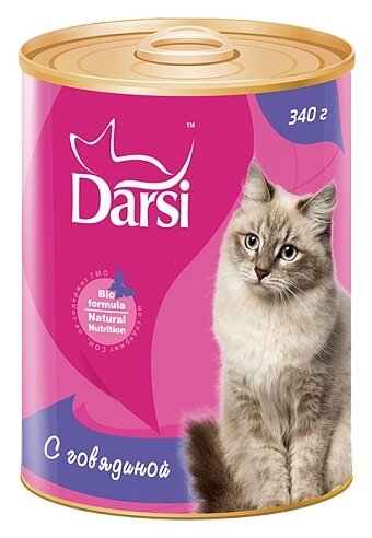 Darsi влажный корм для взрослых кошек, говядина 340 гр (2 шт)