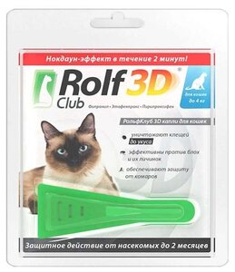 Фото RolfСlub 3D капли от клещей и блох для кошек до 4 кг