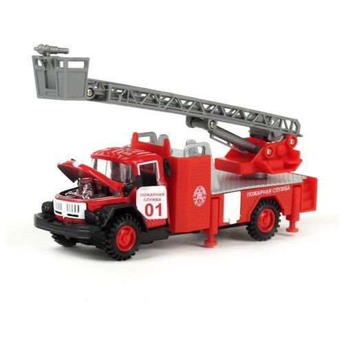 Пожарный автомобиль ТЕХНОПАРК ЗИЛ-131 (CT10-001-FT2) 1:43, 14 см, красный пожарный автомобиль технопарк камаз ct12 457 6wb 1 43 18 см красный