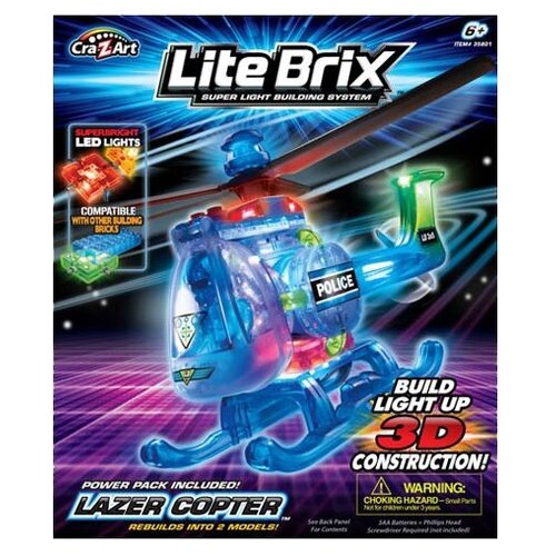 Конструктор Cra-Z-Art Lite Brix 35801 Лазерный вертолет, 54 дет. конструктор cra z art lite brix girls 35707 спортивный автомобиль