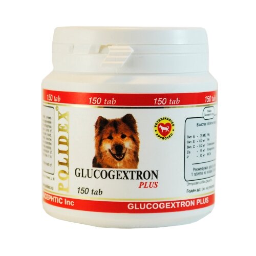 Витамины Polidex Glucogextron Plus , 150 таб. витамины polidex multivitum plus для собак 150 таб х 1