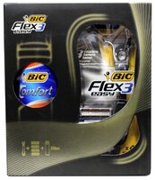 Набор Bic пена для бритья Comfort, бритвенный станок Flex 3 Easy сменные лезвия: 4 шт.