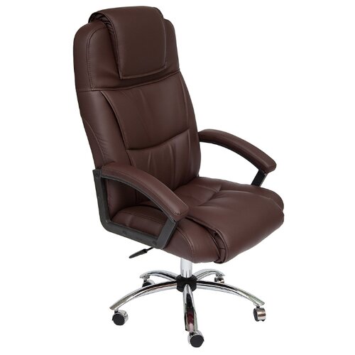 фото Компьютерное кресло tetchair бергамо (крестовина хром), обивка: искусственная кожа, цвет: коричневый