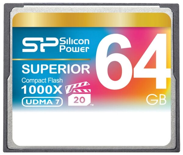 Карта памяти Silicon Power Compact Flash 64 ГБ, R/W 150/80 МБ/с, разноцветный