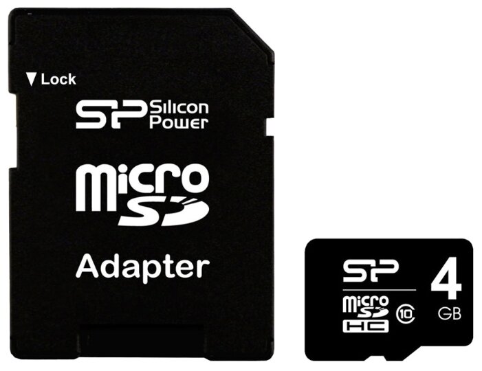 Карта памяти Silicon Power micro SDHC Card 4GB Class 10 + SD adapter